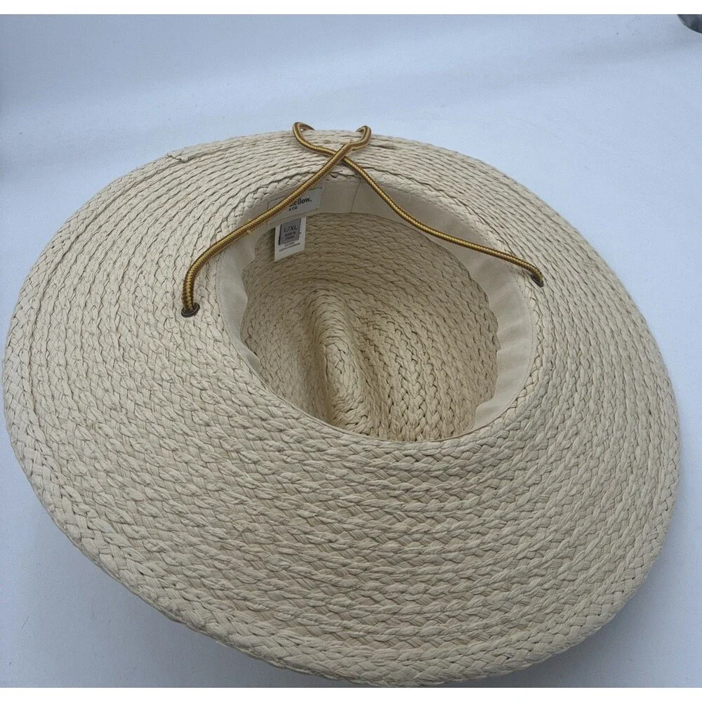 goodfellow&co natural straw wide-brim hat with gold cord band